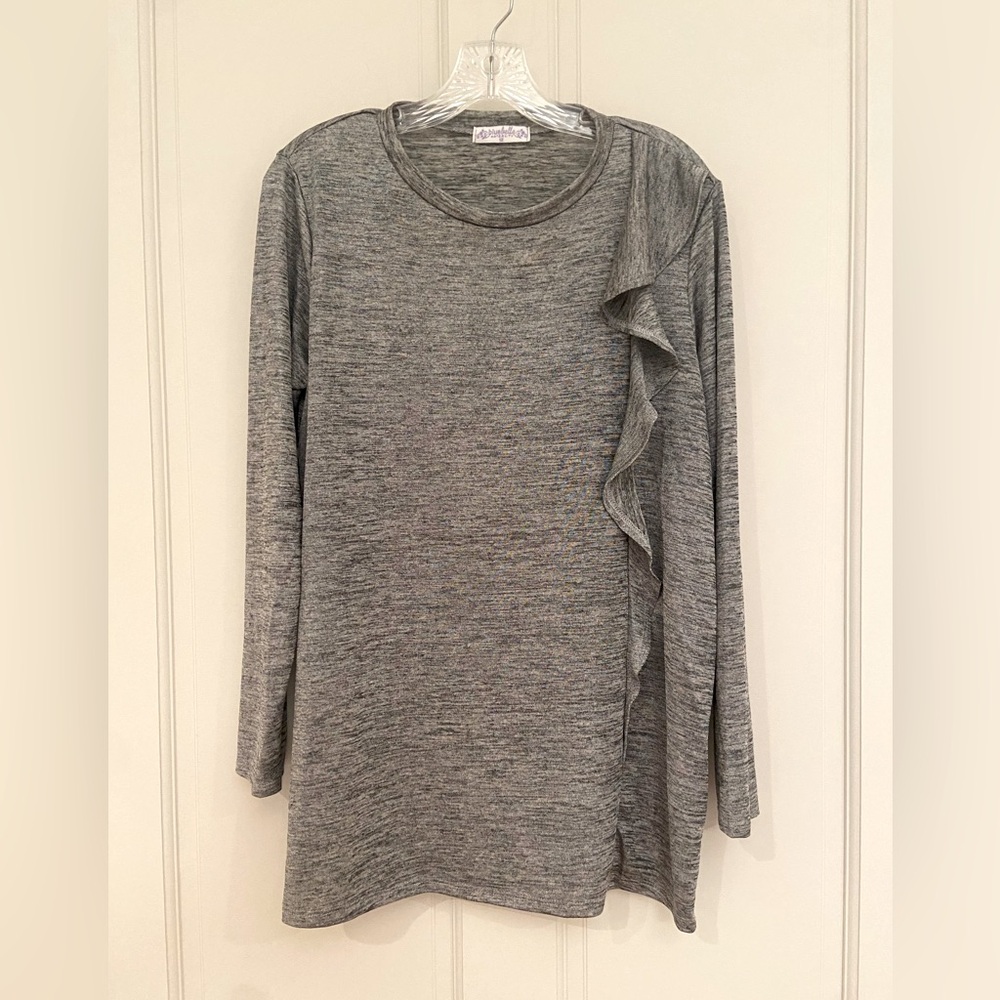 Bluebelle Maternity silver ruffle long sleeve tunic top